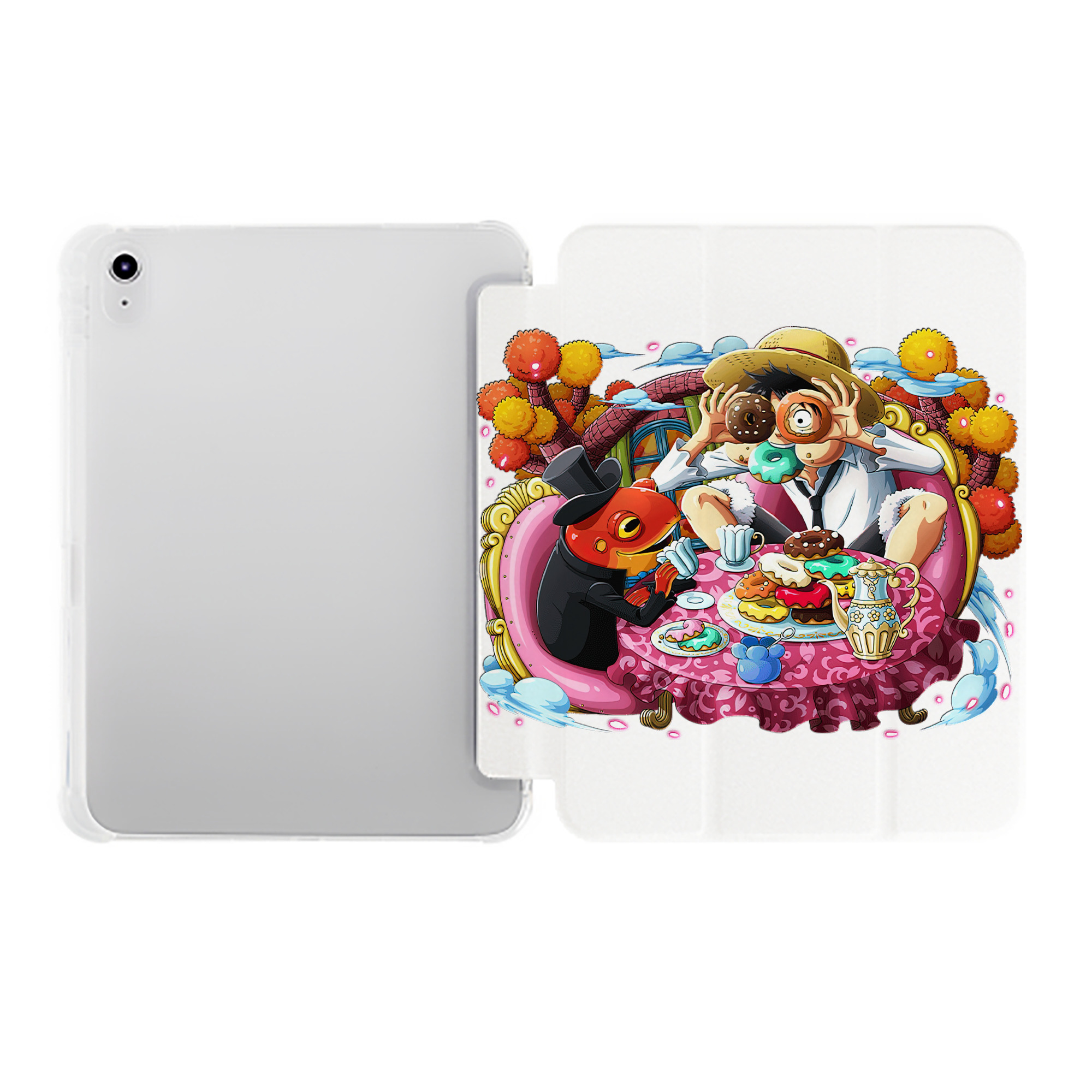 （画像用） ワンピース モンキー・D・ルフィ ONE PIECE Monkey D. Luffy IPad ケース ペン収納付き 三つ折りスタンド PUレザー×シリコン 対応機種9.5/10.5/10.9インチ